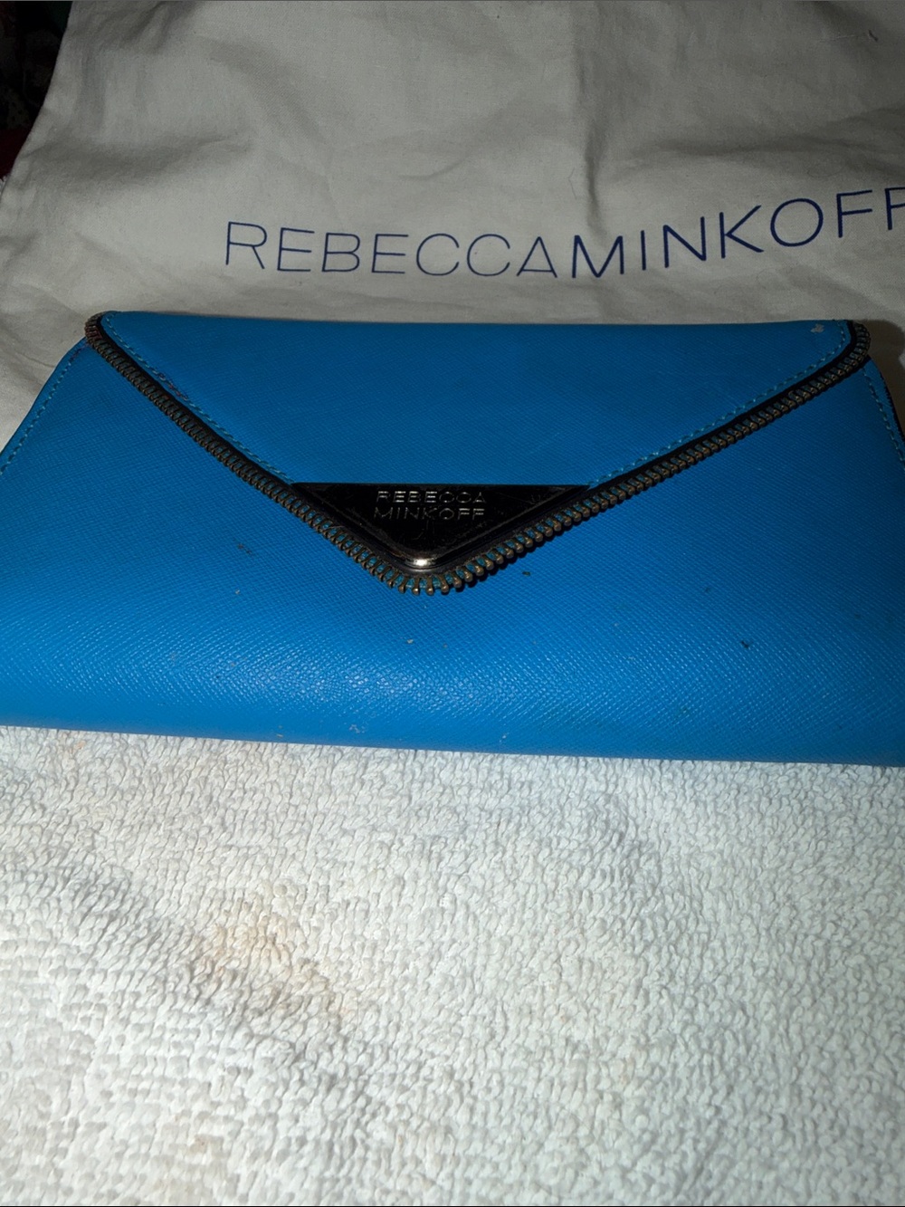 Rebecca Minkoff Bright Blue Envelope Wallet with Contrast Trim